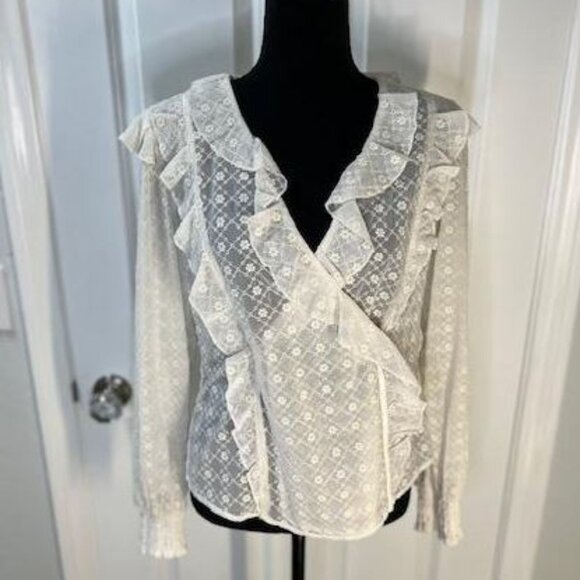 Laila Ruffled Blouse by Maeve in Ivory from Anthropologie - Size 6 - Picture 5 of 7